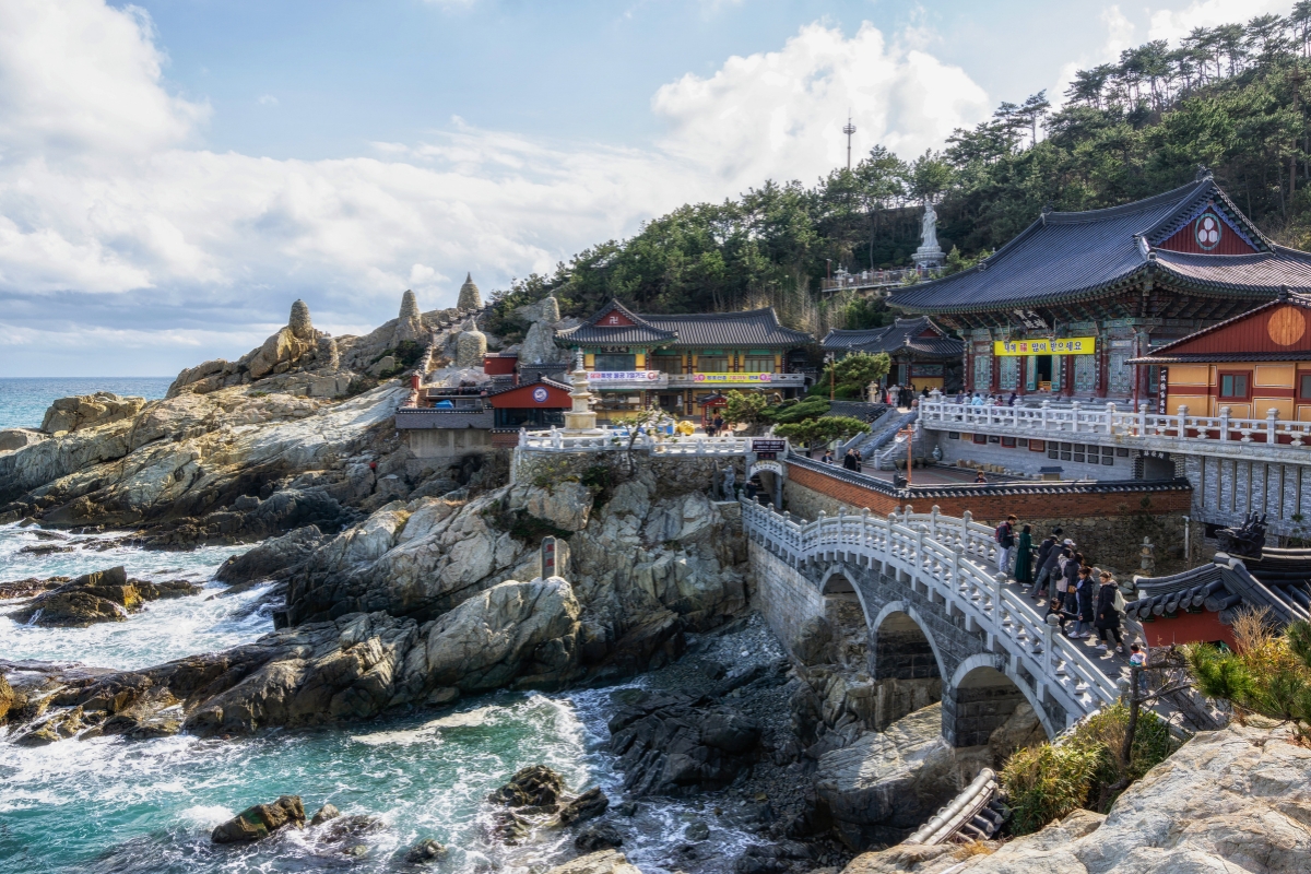 Haedong Yonggungsa temple uniquely situated overlooking the sea