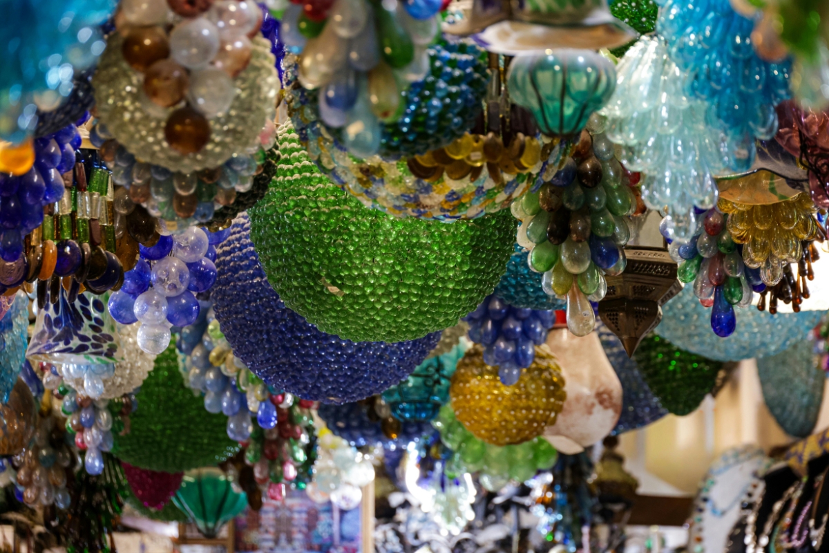 Beautiful Murano glass chandeliers.