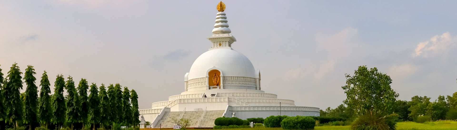 NEPAL HEADER - World Peace Pagoda in Lumbini, Nepal