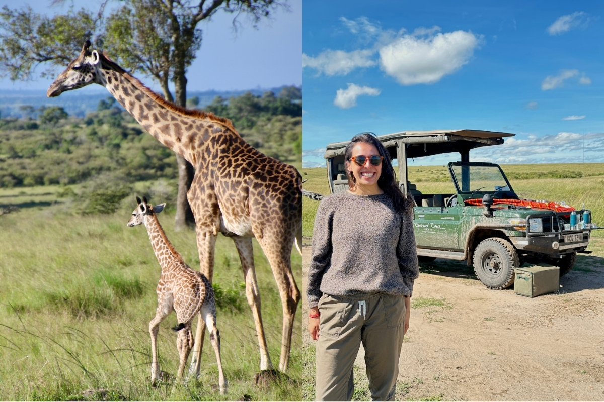 Sunshine, safari smiles, and a surprise sighting of a baby giraffe—just another unforgettable day in the Masai Mara. (Photo: Isabel Falls)