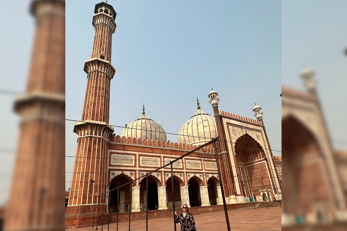SA Expeditions Destination Expert Jackie Becker at Jama Masjid in Old Delhi, India