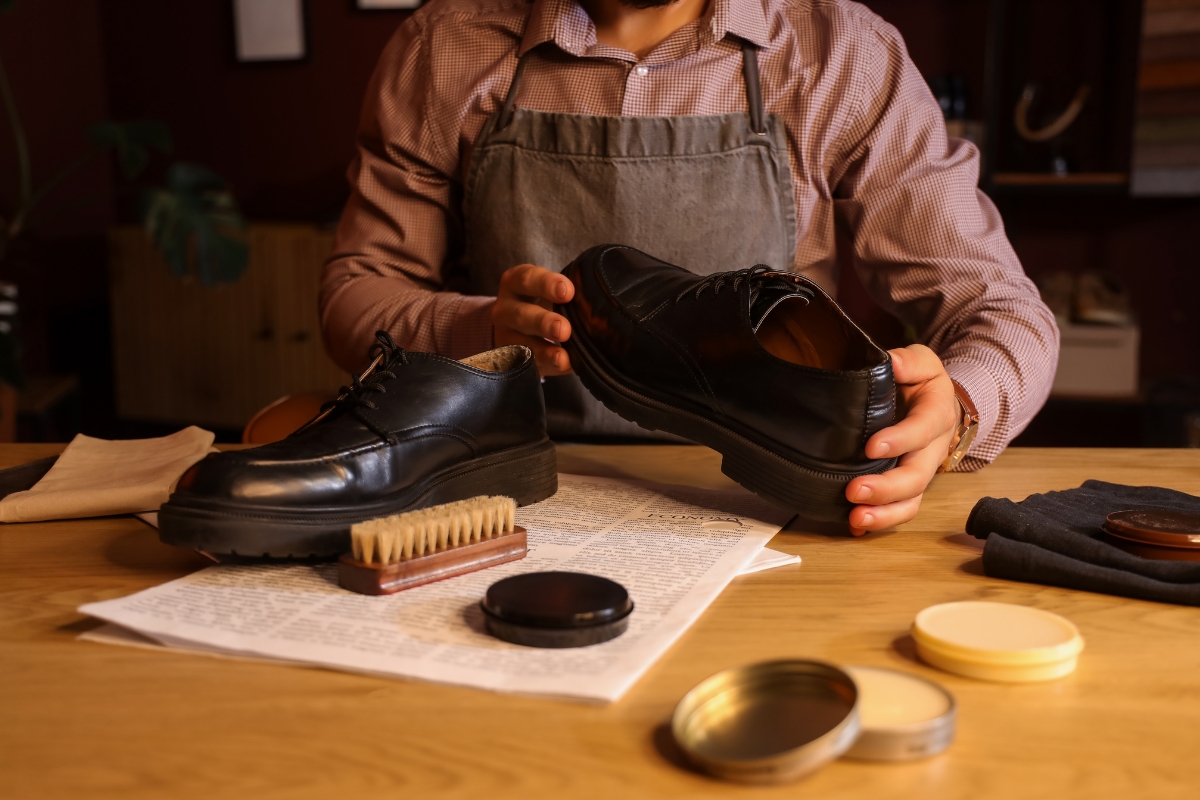 The process of shoemaking.