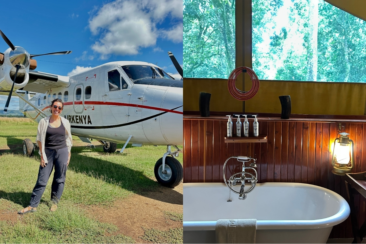 A quick flight into the Masai Mara, followed by the perfect way to unwind—an open-air bathtub with a view. (Photo: Isabel Falls)
