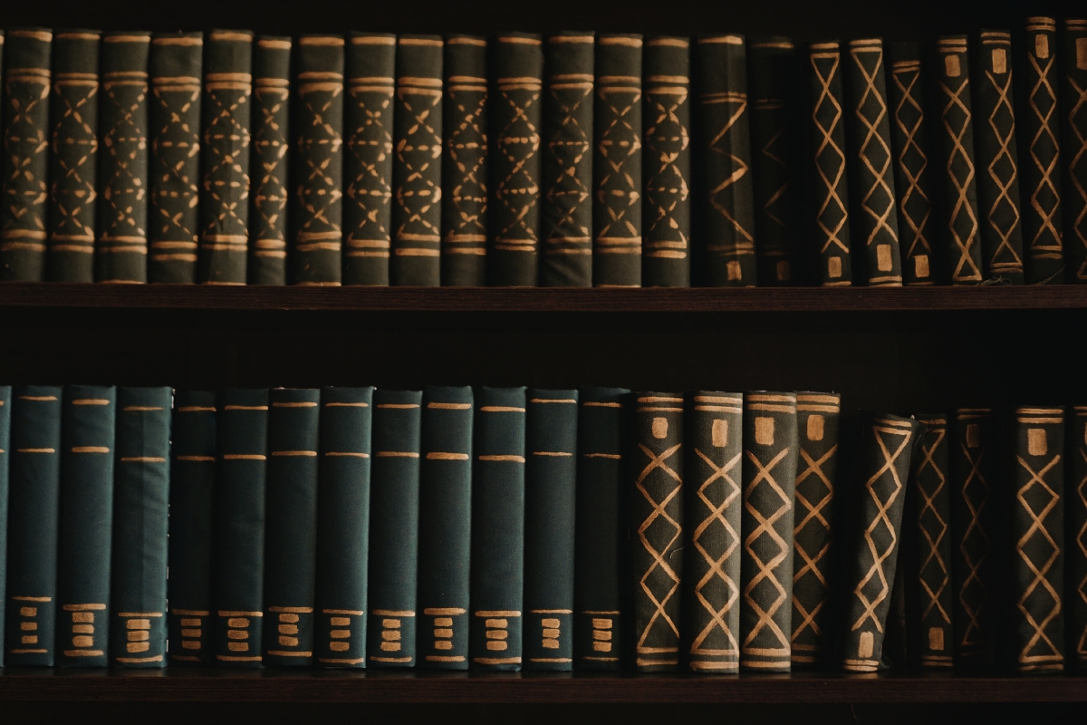 Bookbinding with gold tooling.