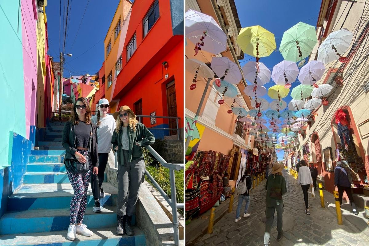 SA Expeditions Destination Experts on a colorful street in La Paz Bolivia