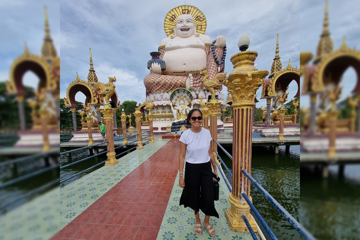 SA Expeditions Destination Expert Claudia Cavero at Wat Plai Laem, Koh Samui Island, Thailand