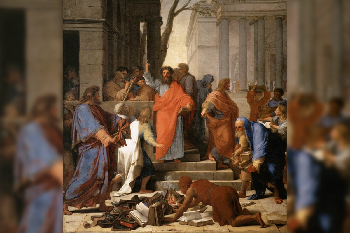 Painting of The Preaching of St Paul at Ephesus by Eustache Le Sueur, 1649