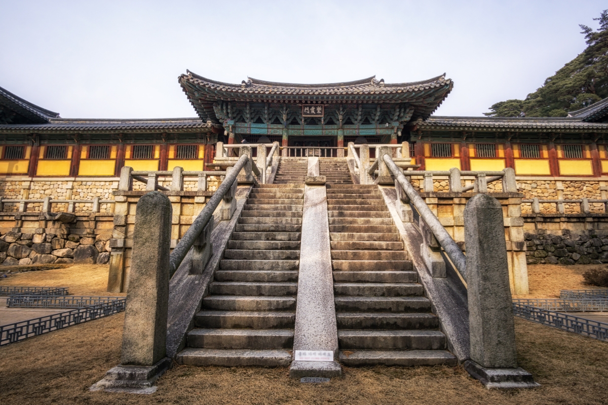 Bulguksa Temple, located in Gyeongju, South Korea.
