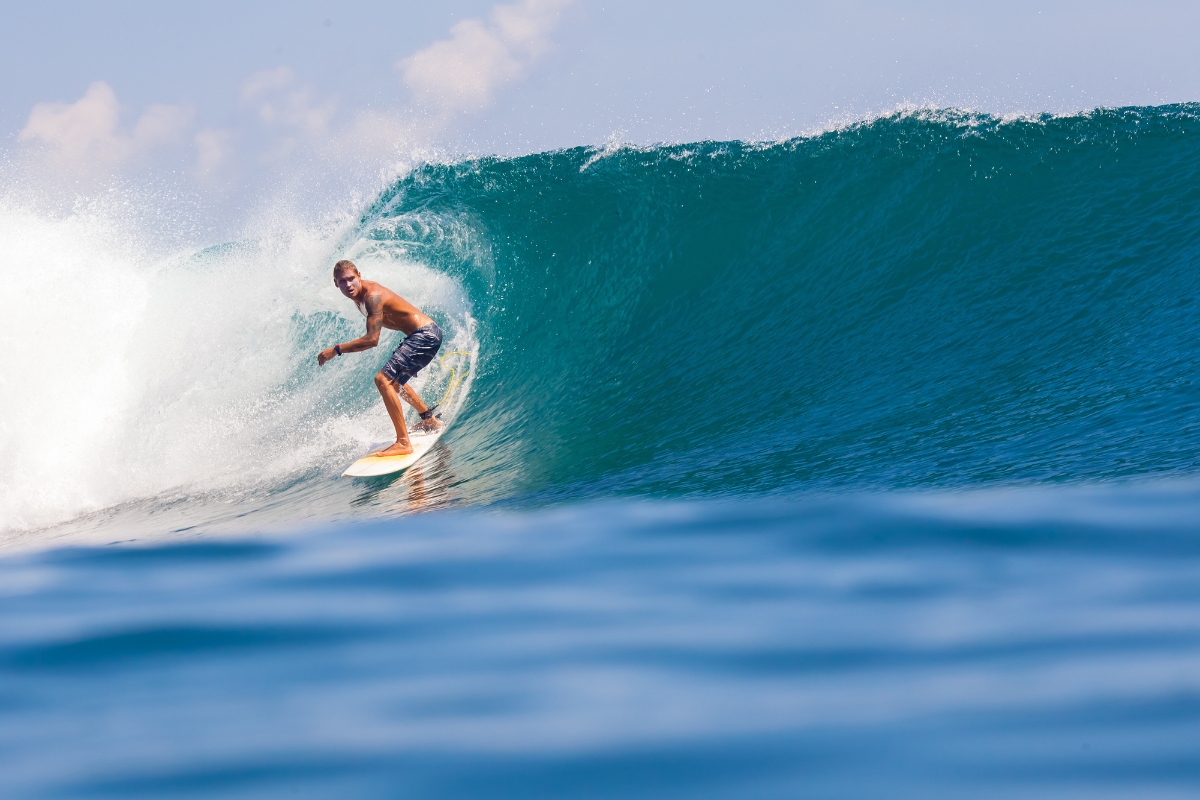 July to September is the perfect time for outdoor activities in Indonesia like surfing.