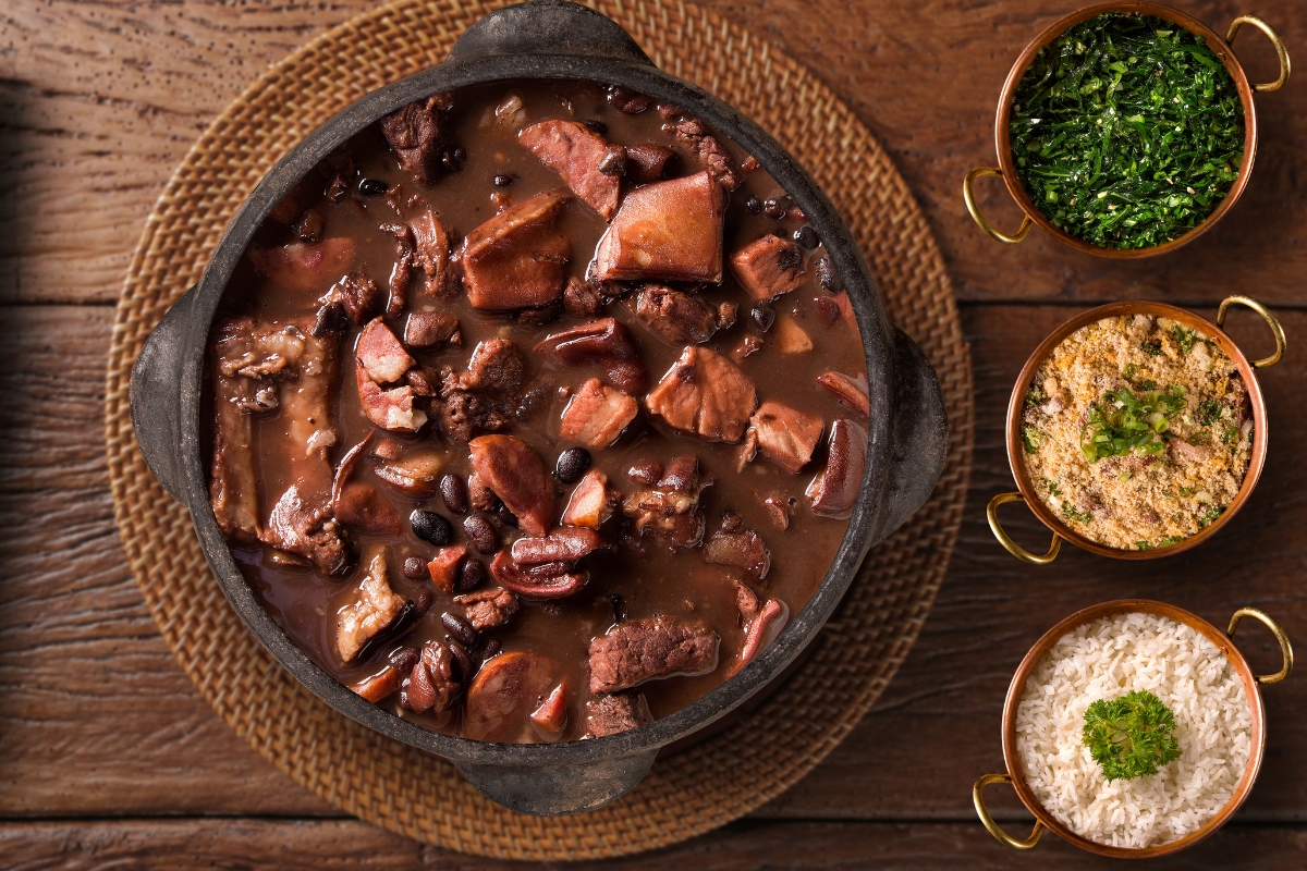 The iconic black bean and pork stew “Feijoada.”
