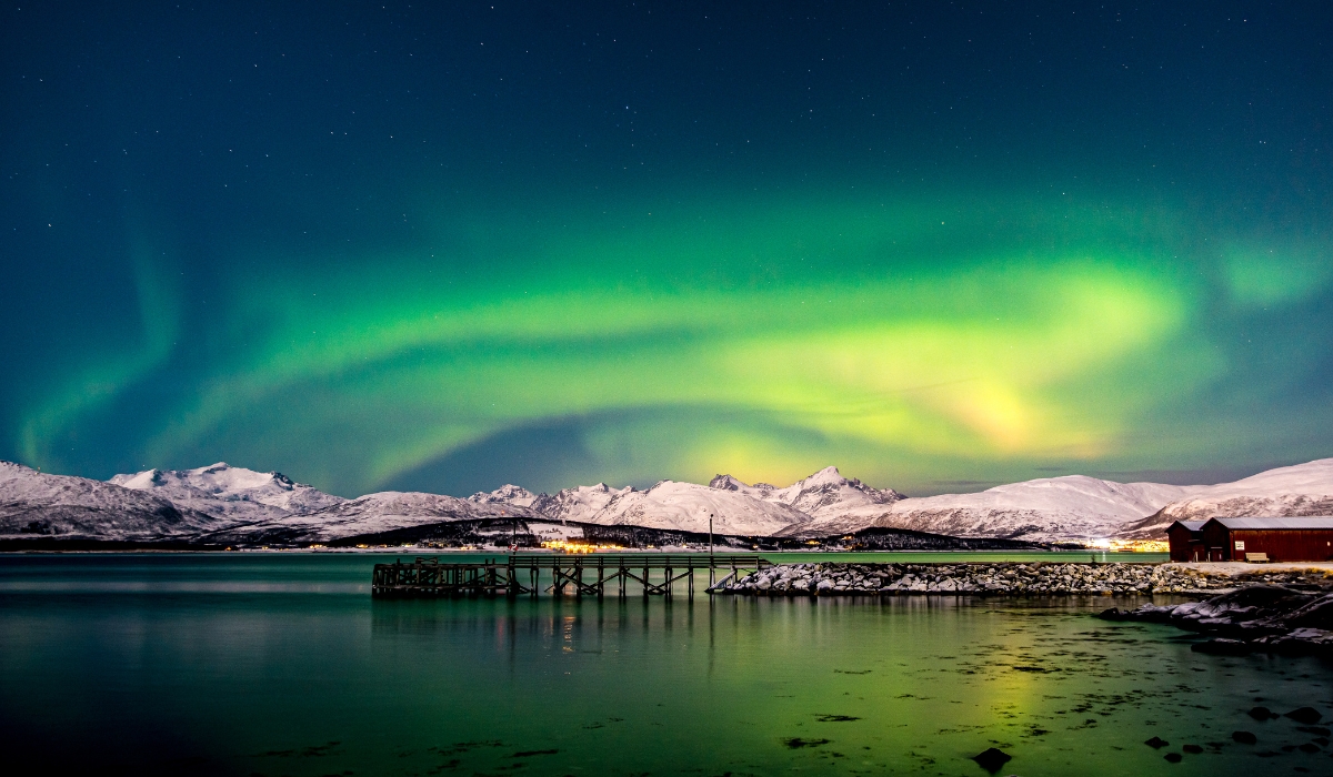 Northern lights at coast of Tromsø, Norway