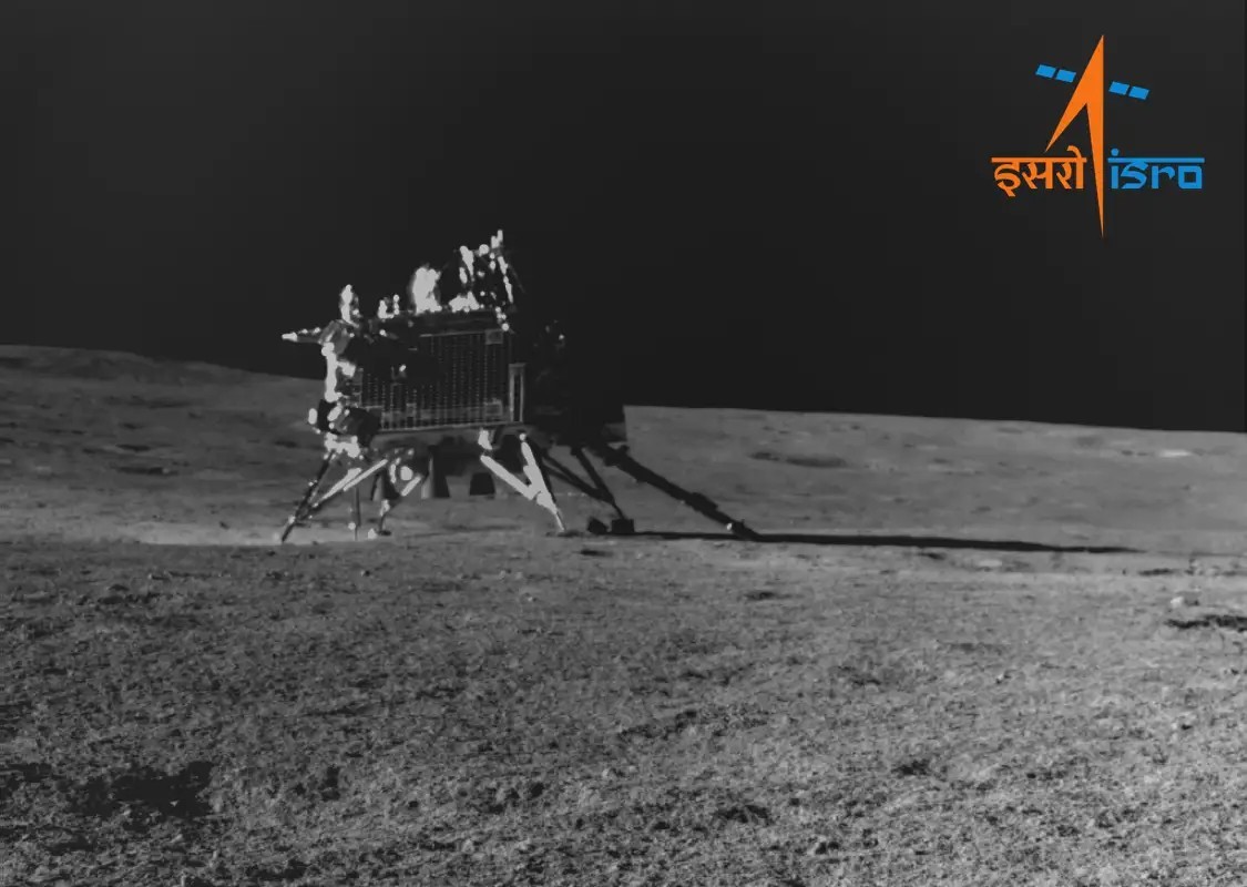 Vikram lander on lunar surface taken by Pragyan rover at 1104 IST, August 2023, ISRO
