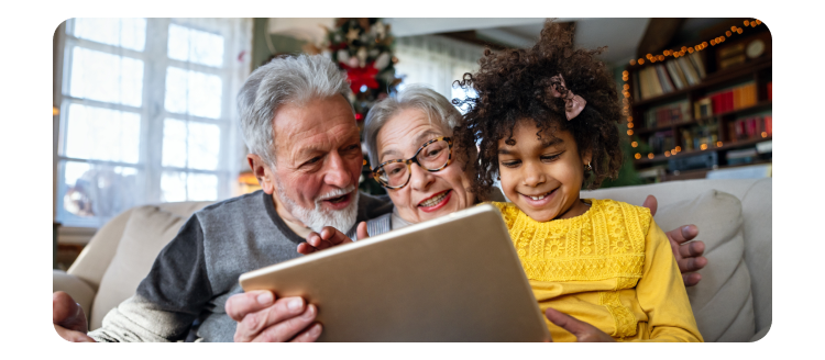 Family using tablet