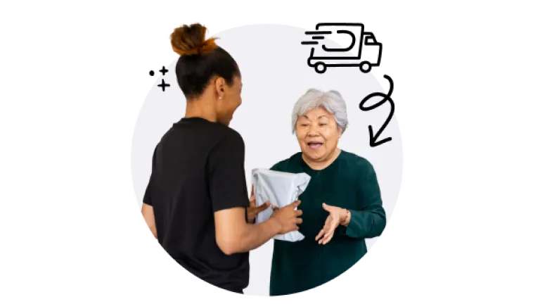 Asurion expert delivering package to customer