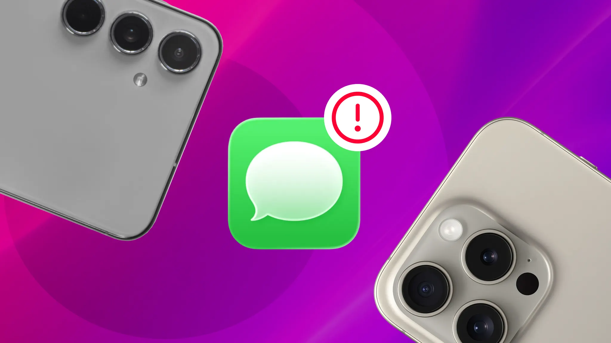 Android and iPhone with messaging error, illustrating how to fix text issues between devices and restore message delivery