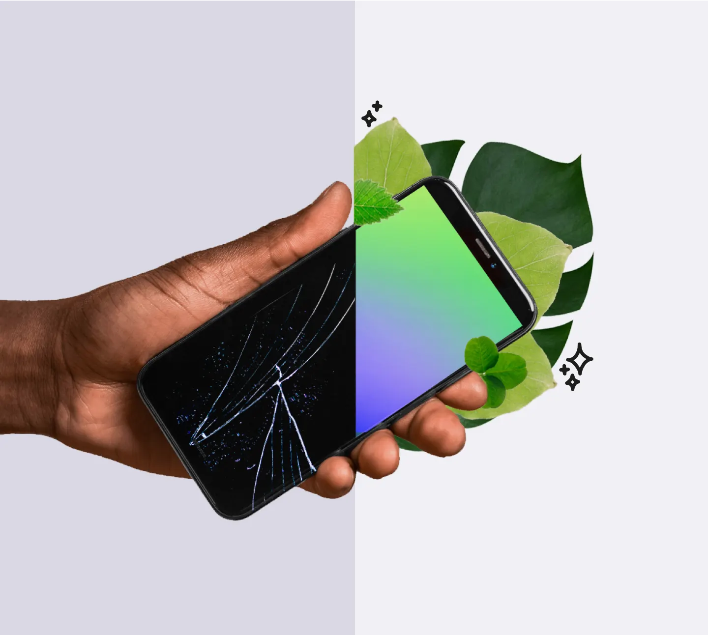 broken phone transformed by repair and refurbishment