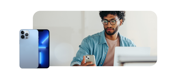 Man looks at his smartphone