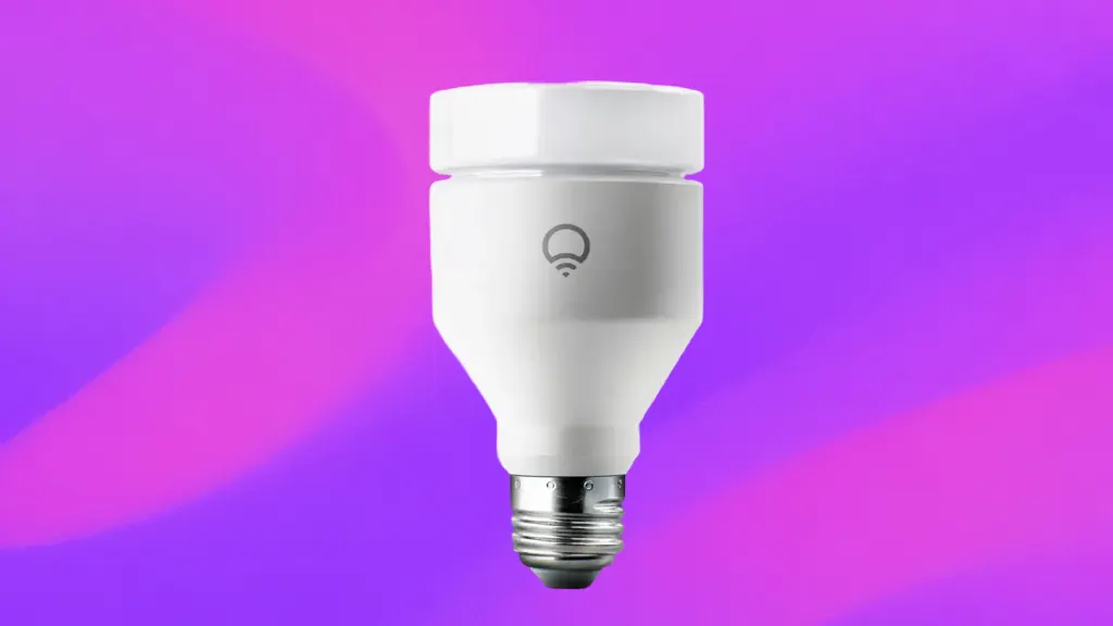 LIFX bulb product photo on a purple background
