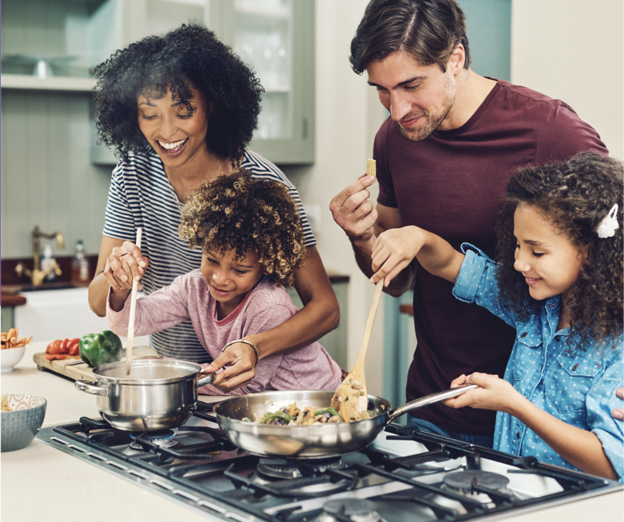 family cooking dinner image