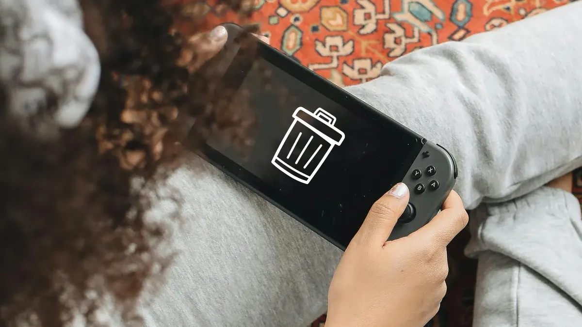 Girl deleting saved data Nintendo Switch