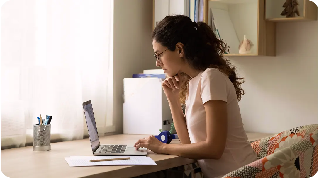Woman using laptop