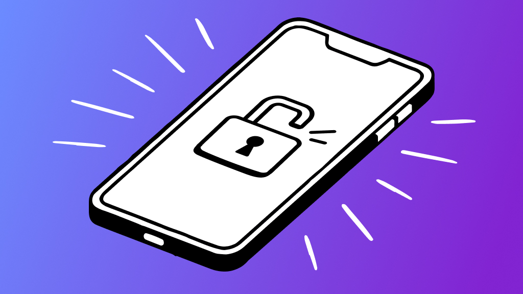 Illustration of an iPhone unlocked for use with any carrier