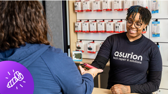 As Asurion expert helping a customer in store with their game console
