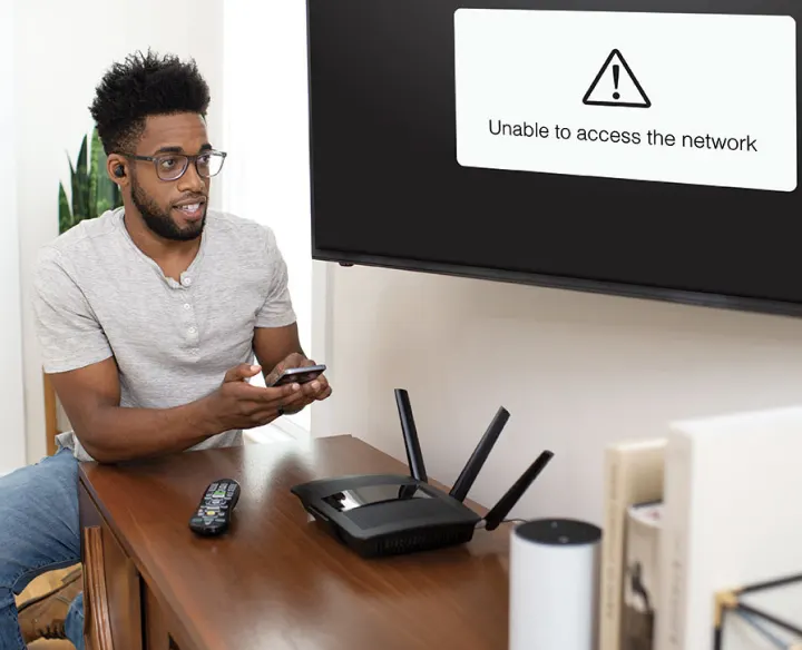 Technician fixing router