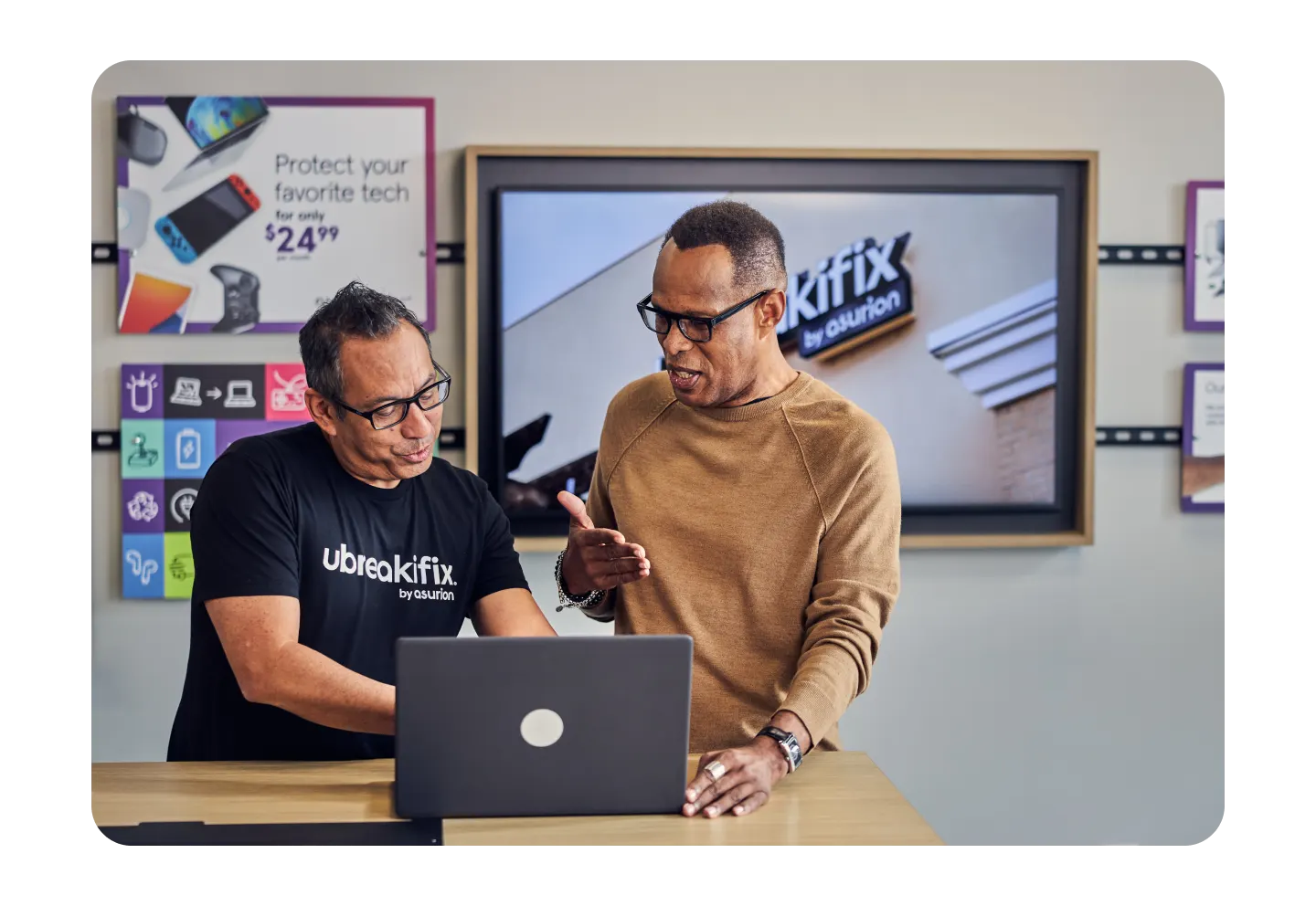 Employee assisting customer