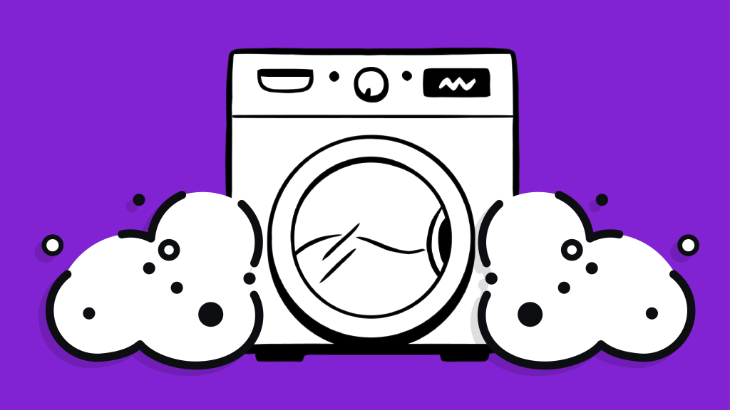Illustration of Washer with Lint and Dust in front of it