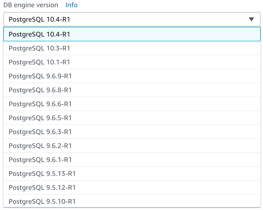 RDS: Selecting a database version