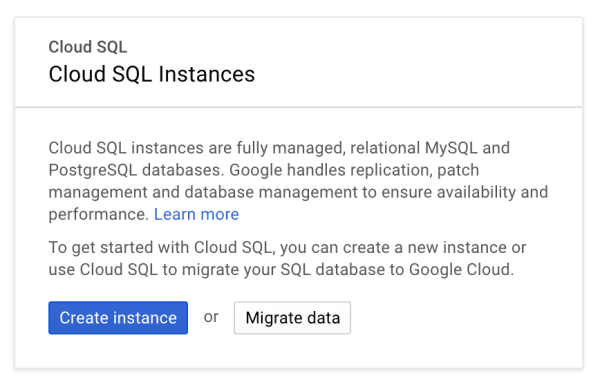 Creating a Cloud SQL instance