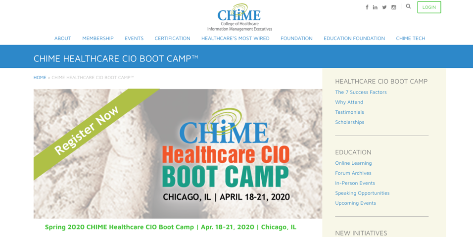 15. CHIME Healthcare CIO Boot Camp