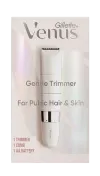 Pubic Hair & Skin Trimmer package of 1 trimmer, 1 comb and 1 AA battery