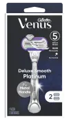 Deluxe Smooth Platinum Venus 5 Blade Razor with 2 Refills