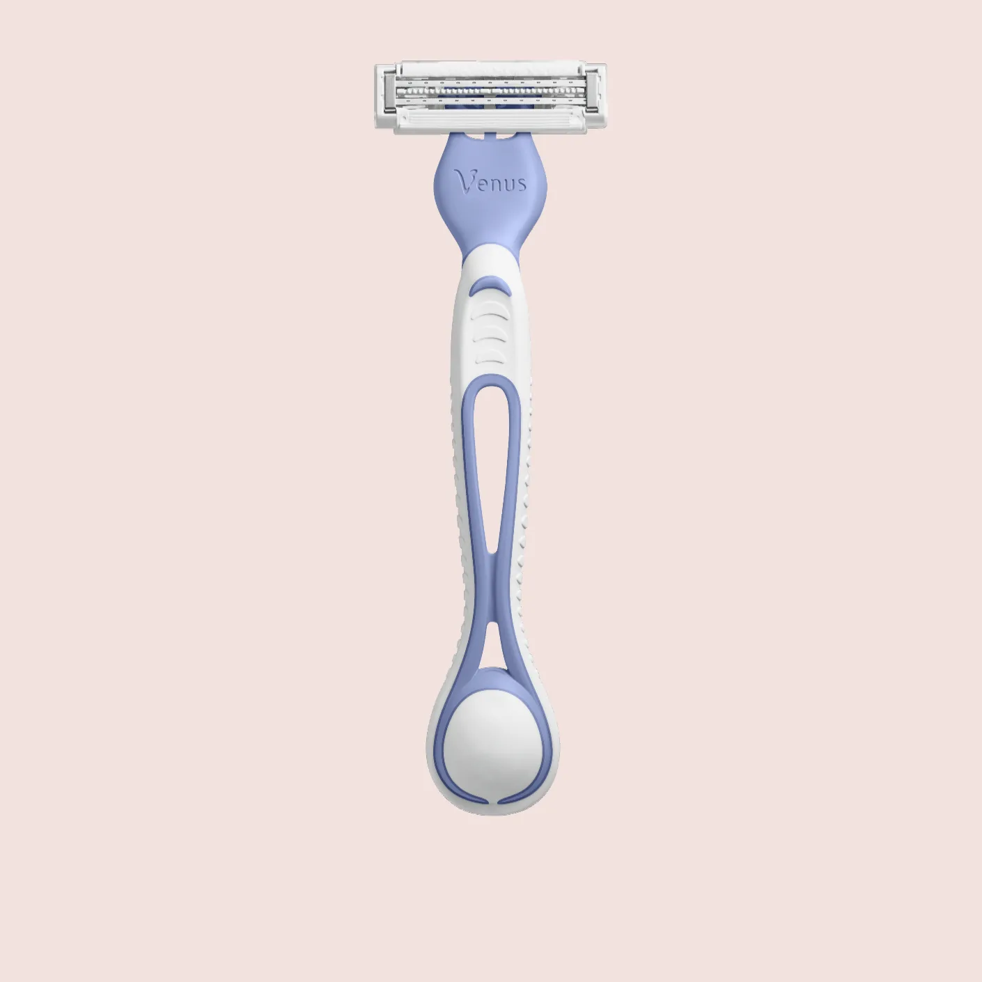 Gillette Venus Pubic Hair & Skin Disposable Razor with blue handle on a neutral background.