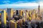 View of Empire State and Lower Manhattan from Top of the Rock Observation Deck in Manhattan, NYC