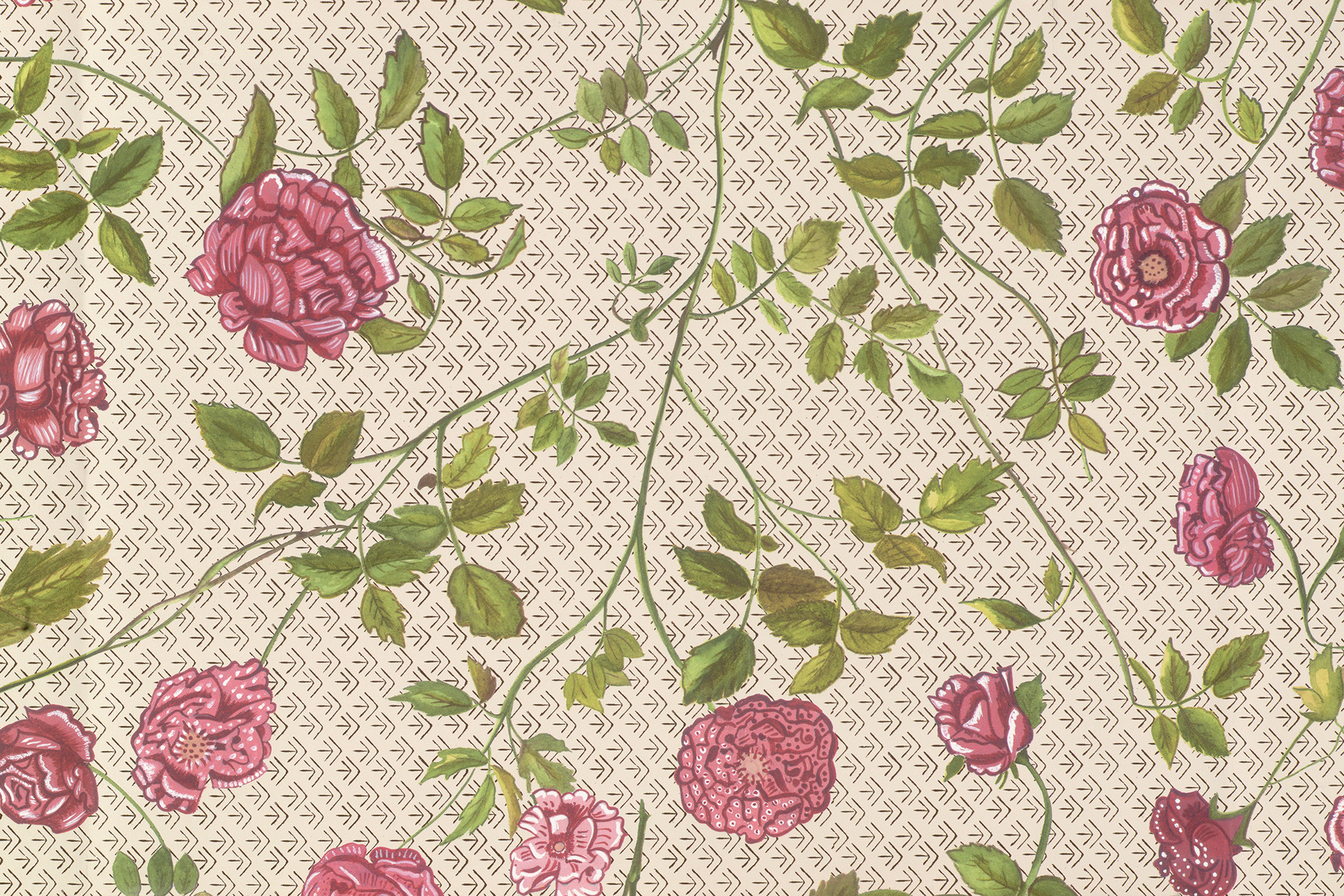 Floral wallpaper from Emily Dickinson&rsquo;s bedroom, Amherst. Courtesy, The Morgan Library &amp; Museum