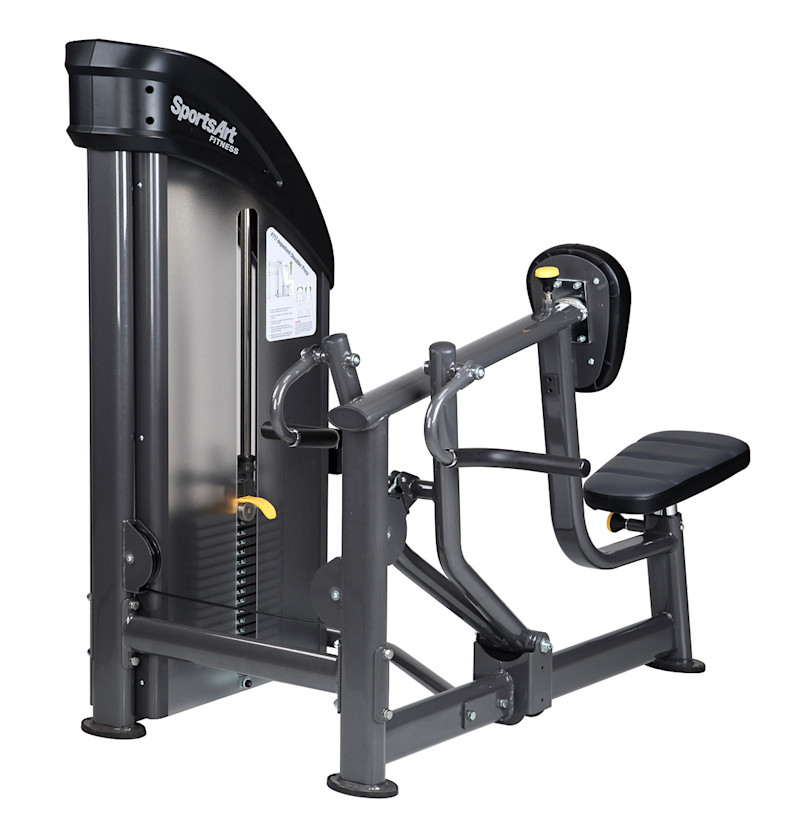 p721.jpg – Ergonomisk rörelsebana
Bröstdyna justerbar för olika armlängd
Magnetisk magasingaffel ger snabba och säkra viktbyten
– Nordic Gym
