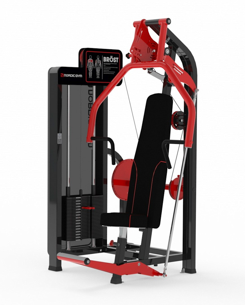 125FLR – ADDICTED by Nordic Gym.
En perfekt maskin för bröstträning som samtidigt ger en ordentlig utsträckning av musklerna. Tränar främst bröst-, axel- och armens sträckarmuskulatur. – Nordic Gym