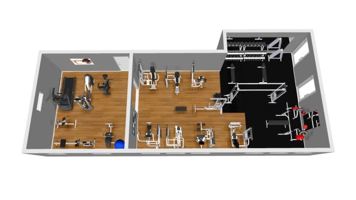Älvkarleby Hus företagsgym – bilden visar ett exempel på hur det kan se ut när vi väl ritat upp ert företagsgym. – Nordic Gym
