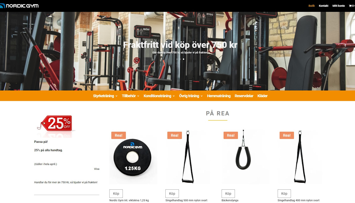 webbshop – Nu har vi på Nordic Gym lanserat vår egen webbshop, där hittar du allt i vårt sortiment och kan beställa smidigt på nätet till våra fina webbpriser!
Besök webbshoppen! – Nordic Gym