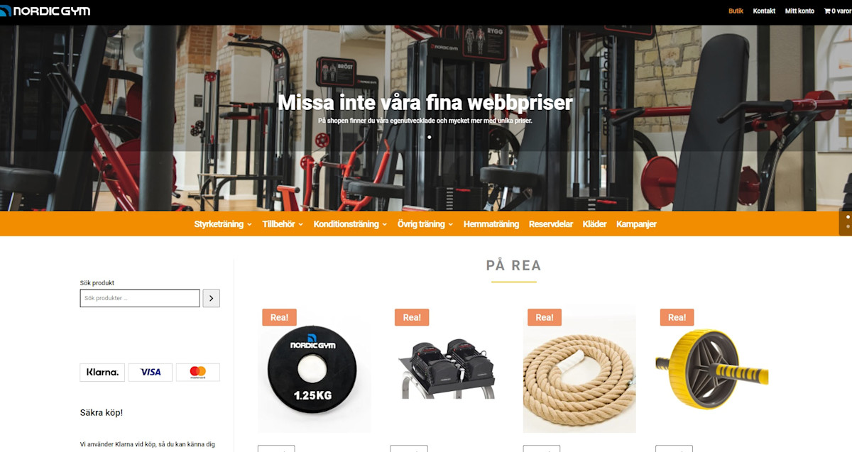 webbshop – Nu har vi på Nordic Gym lanserat vår egen webbshop, där hittar du allt i vårt sortiment och kan beställa smidigt på nätet till våra fina webbpriser!
Besök webbshoppen! – Nordic Gym