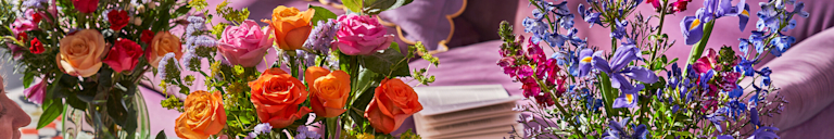 Drei bunte Blumensträuße in verschiedenen Designs