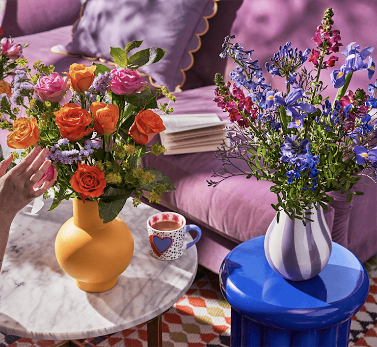 two bright coloured bouquets