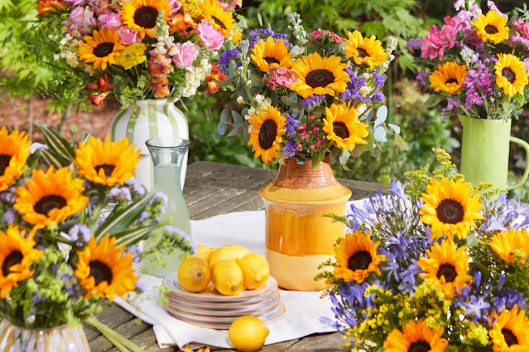 Sunflowers in a yellow vase