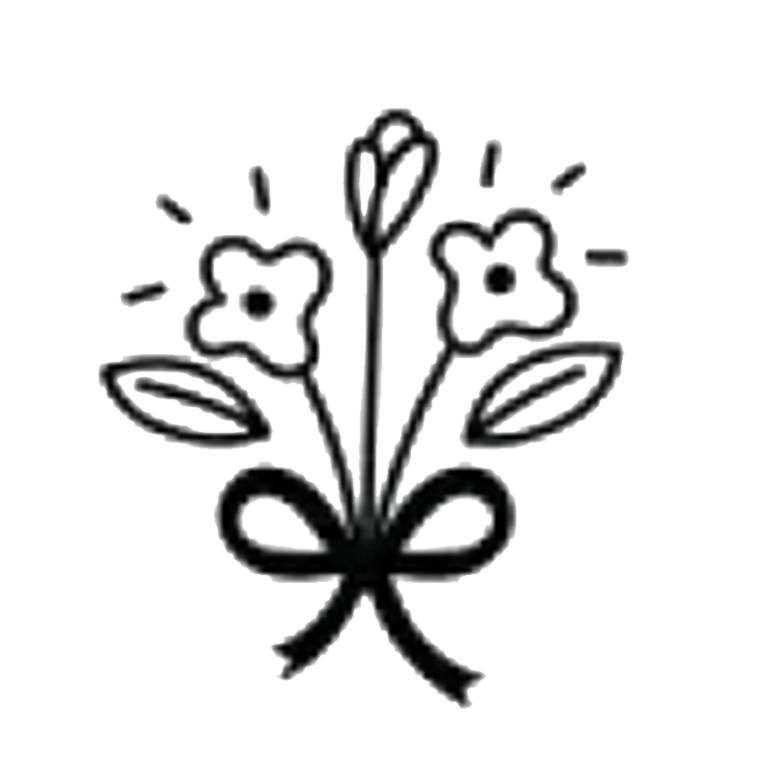 A simple illustration of flowers tied with a bow