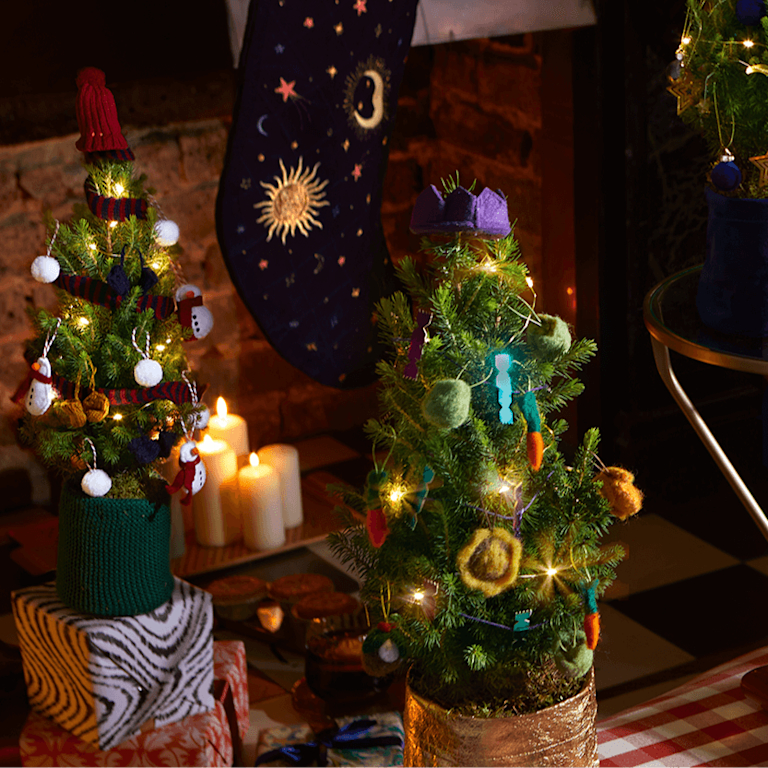 decorated tiny trees