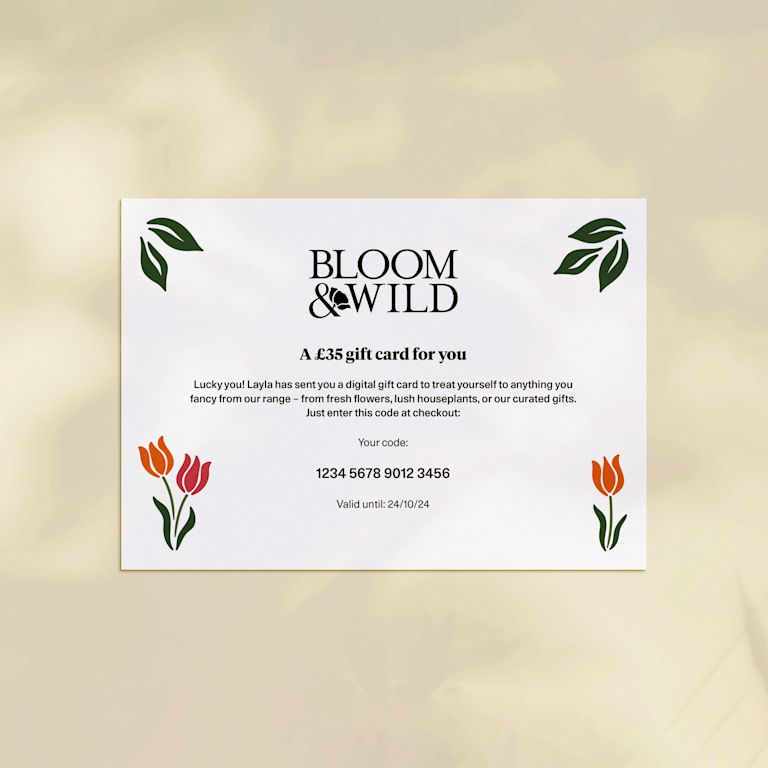 A digital Bloom & Wild gift card.