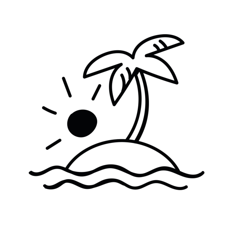 A simple illustration of a tropical island with a palm tree